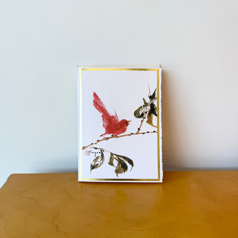 Vintage Greeting Card, Red Bird