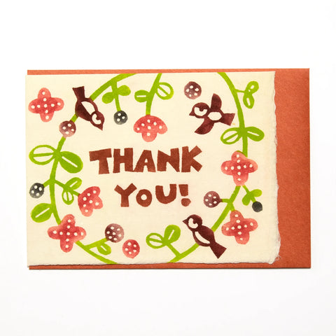 Handmade Greeting Card, Thank You, Birds