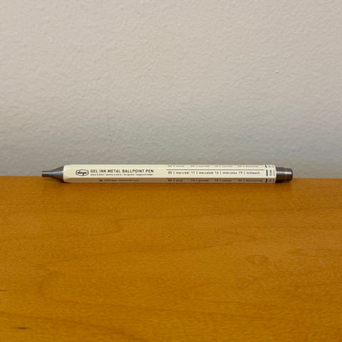Days Aluminum Gel Ballpoint Pen–0.5mm Japanese Quick-Dry Ink, White