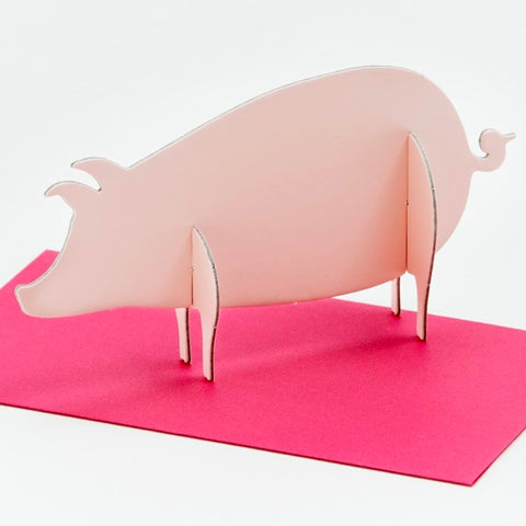 Post Animal Standing Message Card, Pig