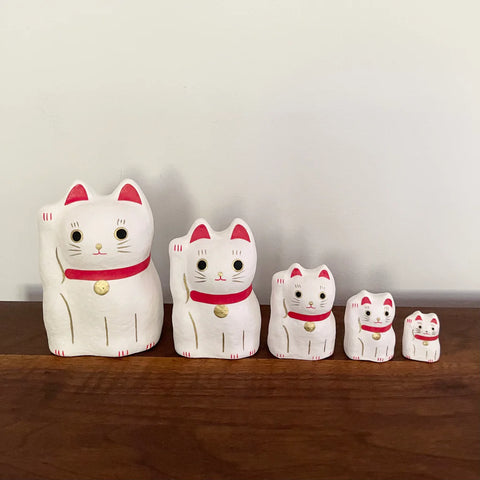 Hariko Washi Nesting White Cats