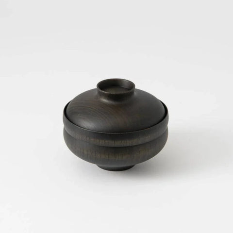 Tsumugi Gunpai Miso Soup Bowl with Lid, Black